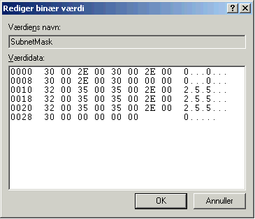 Her kan v&aelig;rdierne for undernetmasker redigeres.