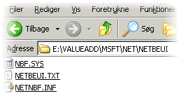 P&aring; WinXP CD-rommen kan de n&oslash;dvendige filer for installation af NetBEUI findes.